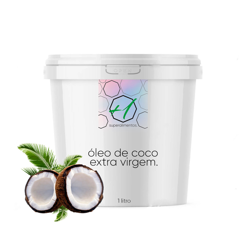 Pote Óleo De Coco Extra Virgem Premium 1 Litro +1 Superalimentos em Oferta na Shopee