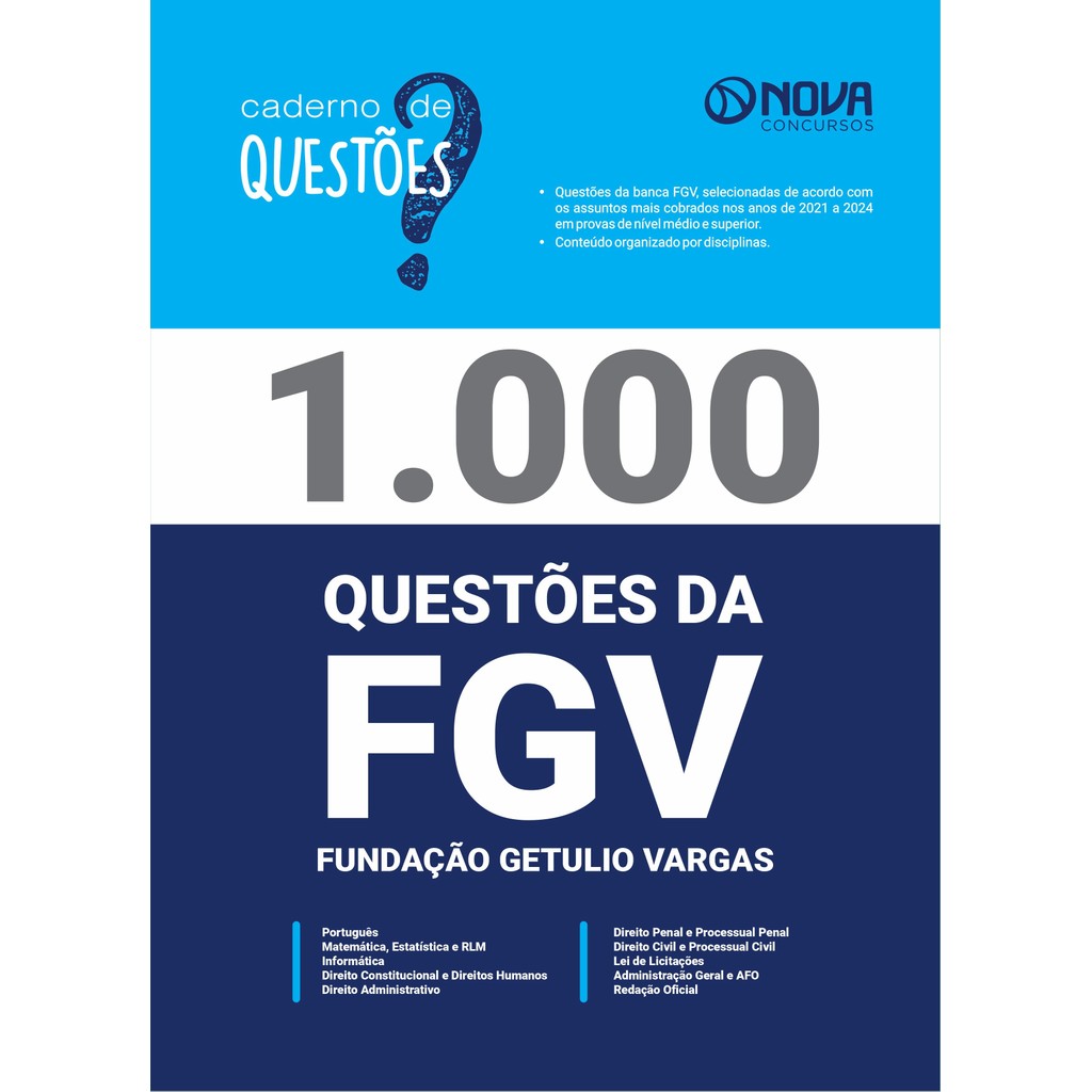 Imagem Livro 1.000 Questões Gabaritadas da FGV