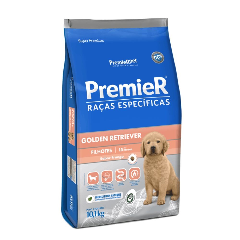 Ração Premier Raças Específicas Cães Golden Retriever Filhotes Frango 10,1kg em Oferta na Shopee