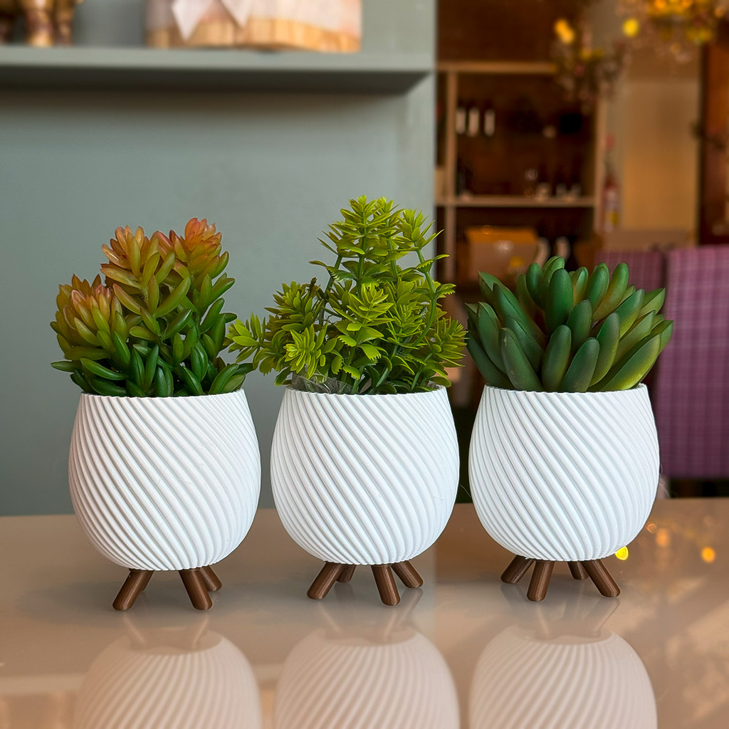 Trio de Vasos Cachepot Minimalista Pezinho Vasinho de Sala Decoração Delicada para Plantin...