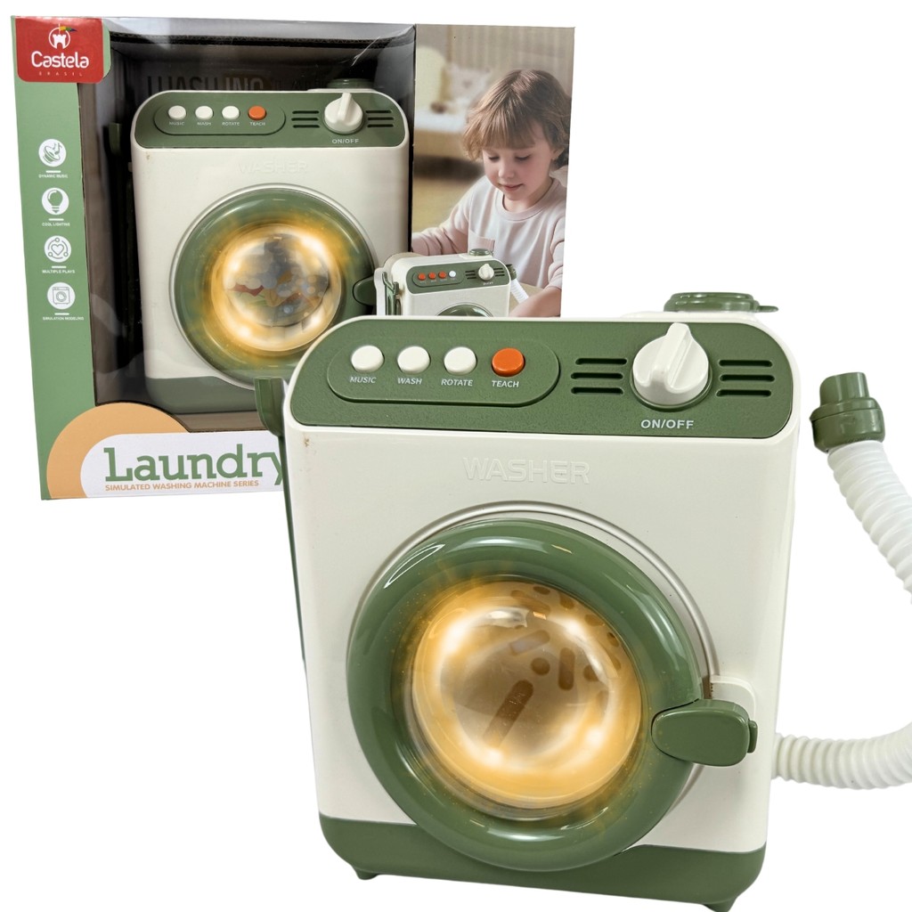 Maquina de Lavar Infantil com Sons Luz e Acessórios Castela - Mom & Baby