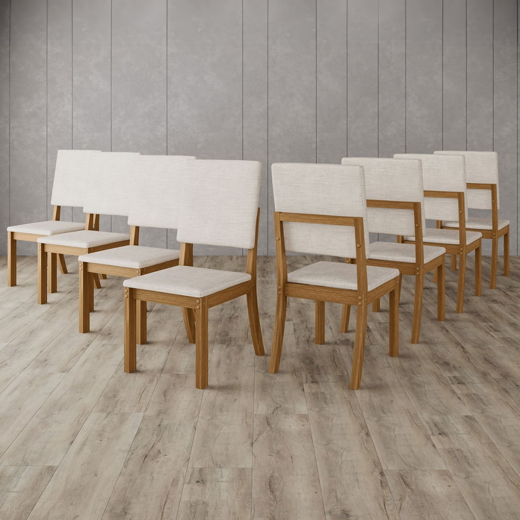 Kit 8 Cadeiras Estofadas para Mesa de Jantar Milla em Oferta na Shopee