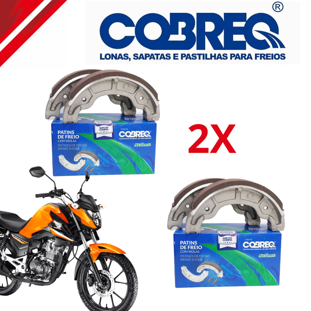 Par Lona Patim Freio Dianteiro + Traseiro Cobreq Cg Titan Fan 125 150 160 Cargo Start Ks Es Mix Flex em Oferta na Shopee