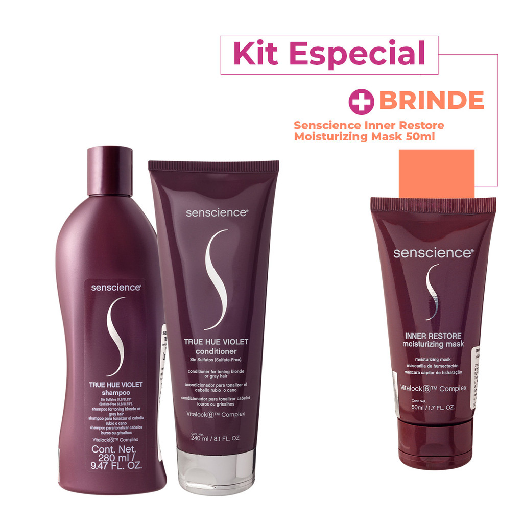 Kit Senscience True Hue Violet Inner Restore Duo Máscara (3 produtos) em Oferta na Shopee