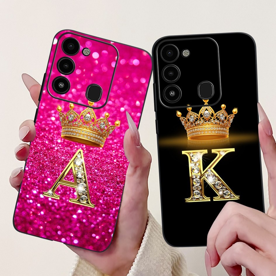 Para Tecno Spark Go 2022 Caso KG5 KG5h Capa De Luxo Coroa Letras Silicone Macio Telefone Faísca 8C 9 KG5k KG5j Embalagem em Oferta na Shopee