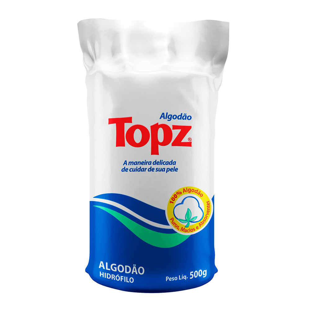 Algodão Hidrófilo Macio e Absorvente Rolo 500g Topz