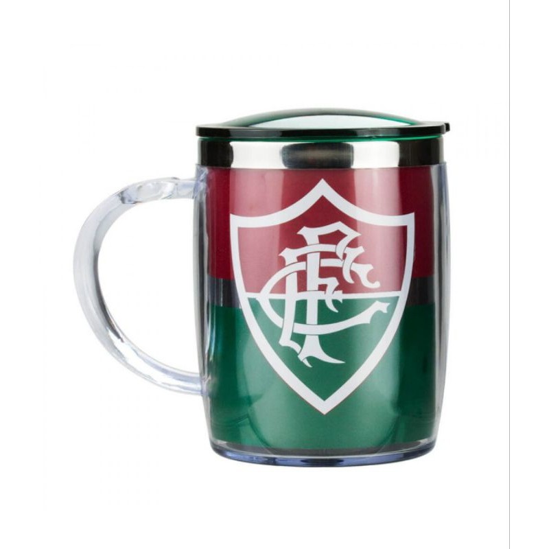 QH002L-6-B | Caneca Térmica Com Tampa 450ml - Fluminense - Licenciado
