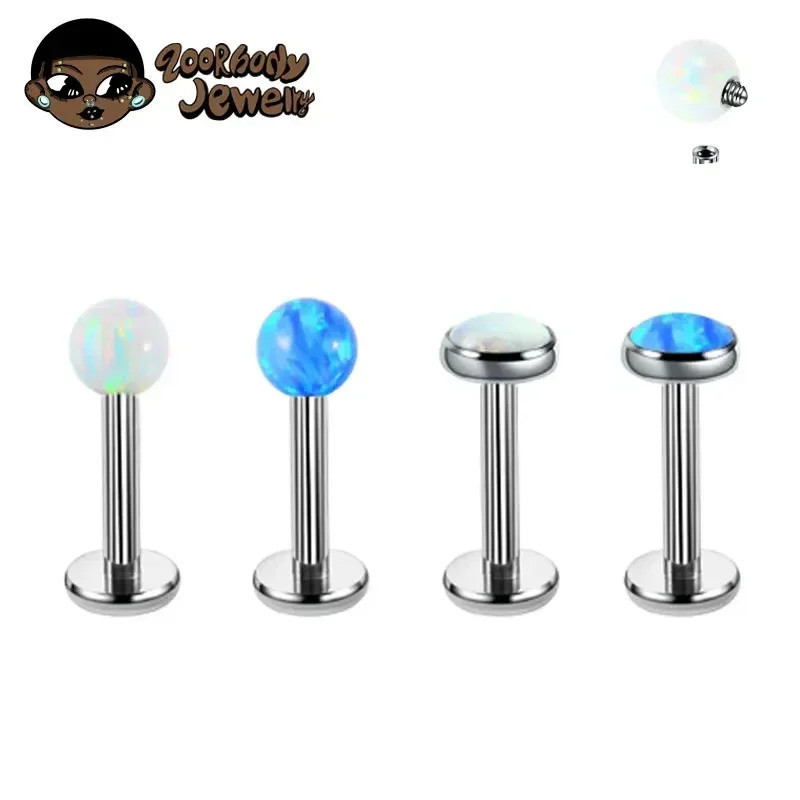 Piercing Labret Titânio Opala | Helix,Tragus, Conch, Nariz, Boca-Medusa e Outros Piercing Orelha
