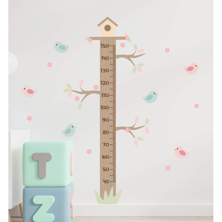 Adesivo de Parede Passarinhos Infantil Quarto Menina Régua em Oferta na Shopee