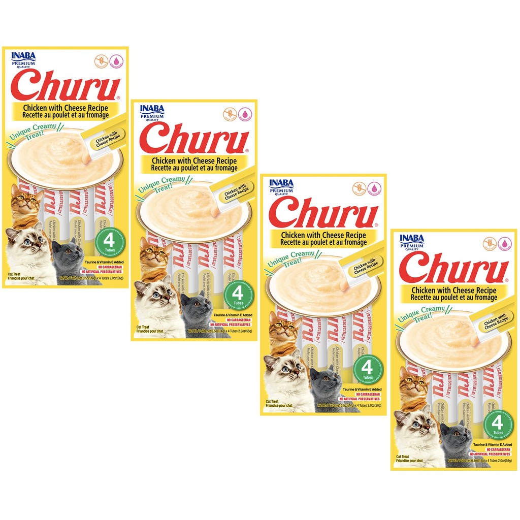 Churu para Gatos Ração úmida pastosa Inaba Foods Pate para Gato Premium - Kit 4 Pacotes