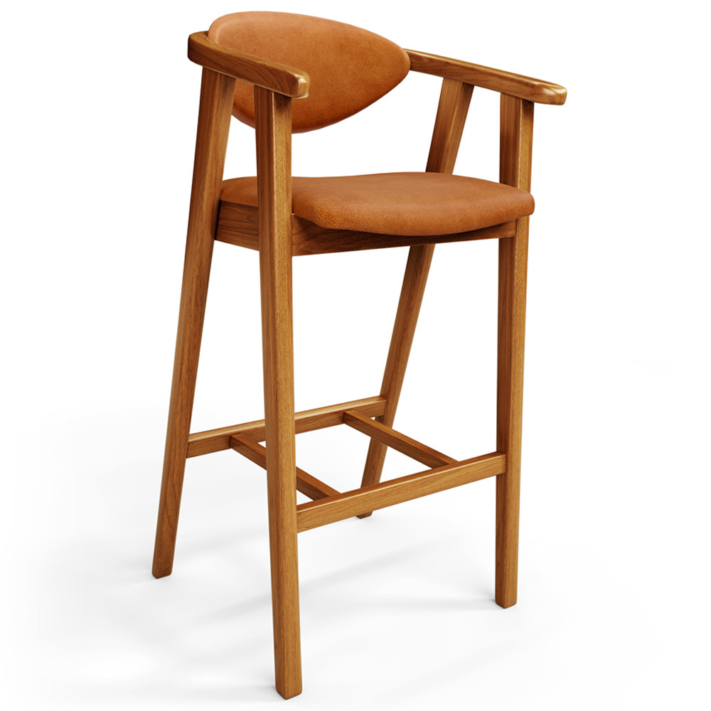 Banqueta Alta Para Cozinha Bancada Bar Sala de Jantar Fixa Cecília L02 Couríssimo Canela - Lyam Decor