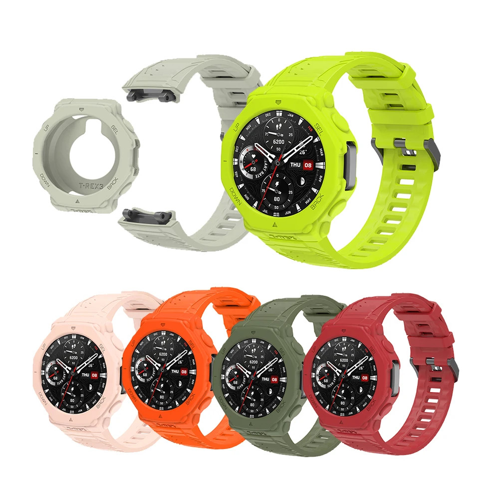 Pulseira De Relógio De Silicone Para Xiaomi Amazfit T-Rex 3 SmartWatch Substituição-REX3 Cinta Banda & Caso