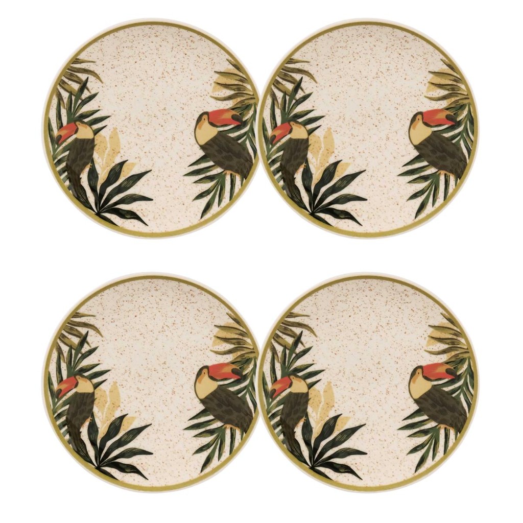 Jogo com 4 Pratos de Sobremesa 20 cm Oxford Unni Tropicano em Oferta na Shopee