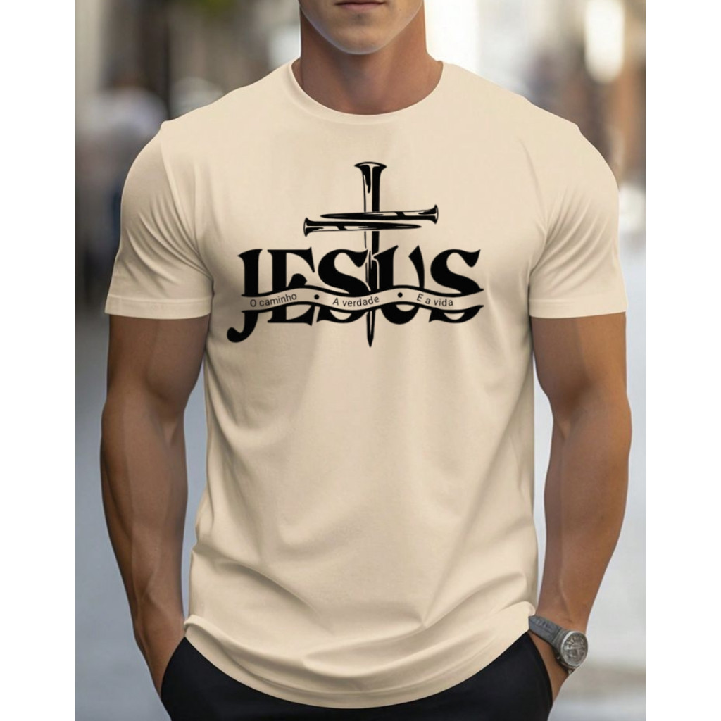 Camiseta Jesus Masculina Streetwear Gospel Cristã Preta 100 Algodão Camisa Unissex Estampa Exclusiva