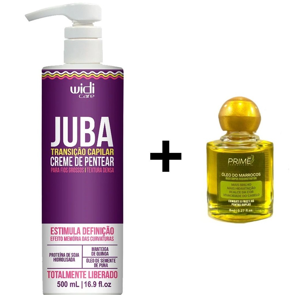 Widi Care Juba Transição Capilar  Creme De Pentear Textura Densa 500ml + Óleo de Marrocos Prime em Oferta na Shopee