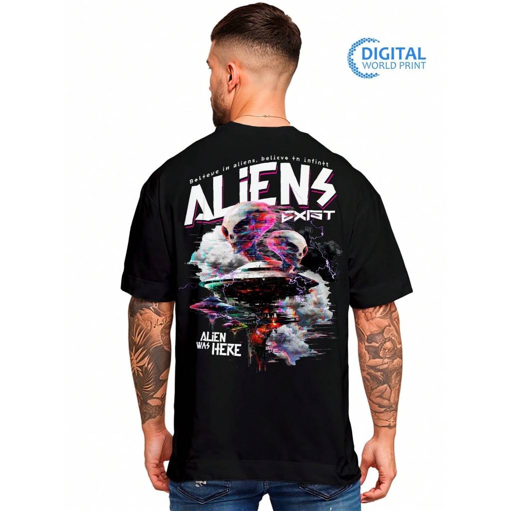 Camisa Camiseta Oversized Streetwear AliensExiste ET Premium Fio 30.1penteado 100% Algodão ref-000012