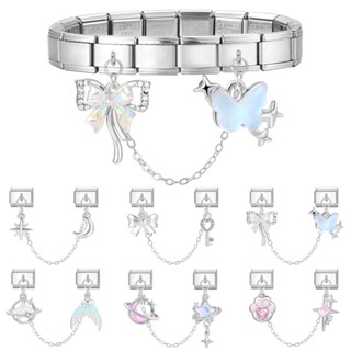 Pulseira De Corrente Requintada Modular Italiana Encantos Caber DIY Fazendo Links De Aço De 9mm em Oferta na Shopee