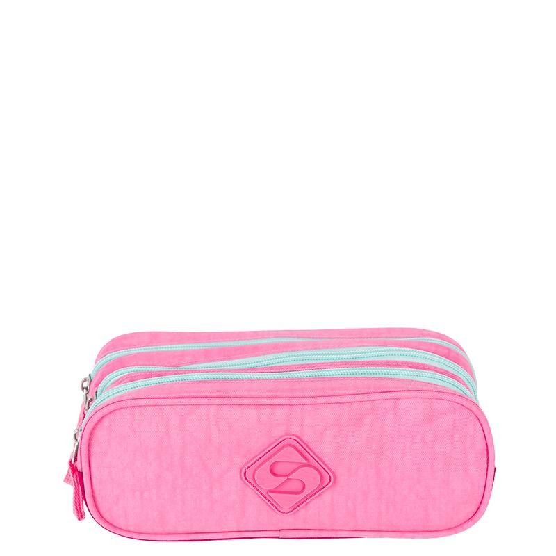 Estojo 3 Compartimentos Crinkle 2 Double Rosa - Pink