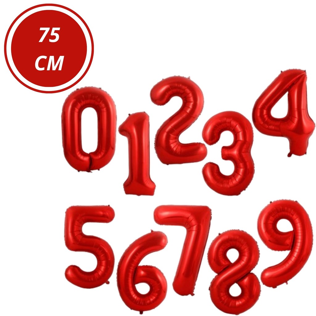 Balão Metalizado Número Vermelho 75cm - 1 Unidade Balão de Aniversário em Oferta na Shopee