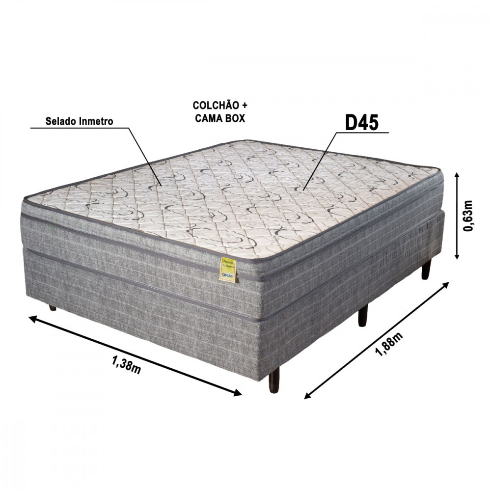 Cama Box Casal Com Colchão De Espuma D45 Dreemy Mega 138x188x63cm ApoloSpuma — imagem 2 de 2