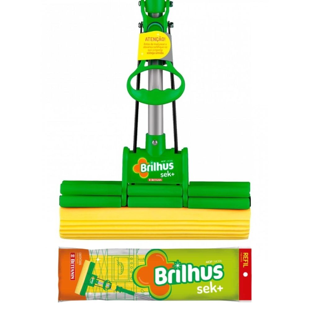 Kit Mop Sek+ com Cabo Retrátil + Refil Extra Brilhus Bettanin