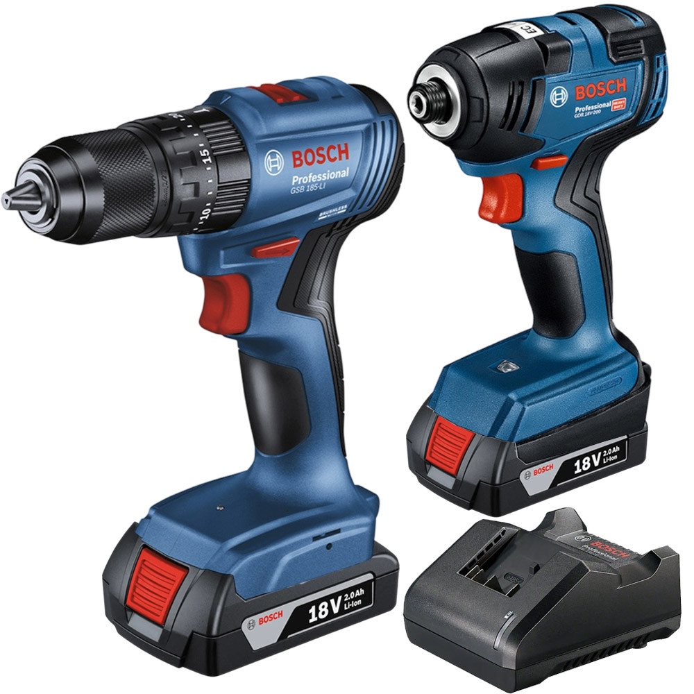 Furadeira e Parafusadeira de Impacto GSB 185-LI + Chave de Impacto GDR 18V-200 Bosch Profissional - Home & Living