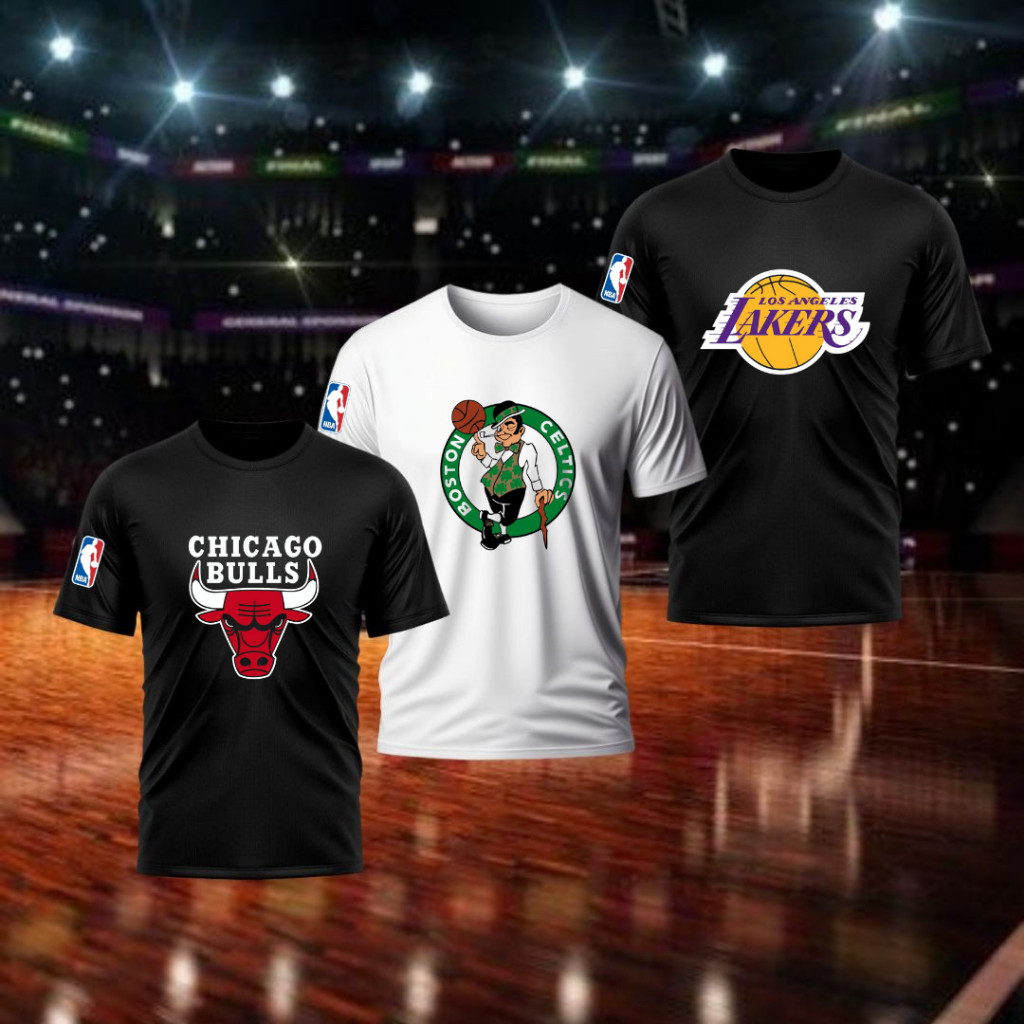 Kit 3 Camisa Dry Fit Camiseta Masculina Feminina Basquete Chicago Bulls Boston Celtics Los Angeles