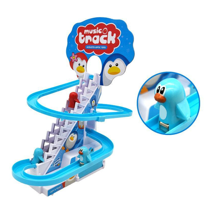 Brinquedo Pinguim Musical No Tobogã Music Track Animais Baby