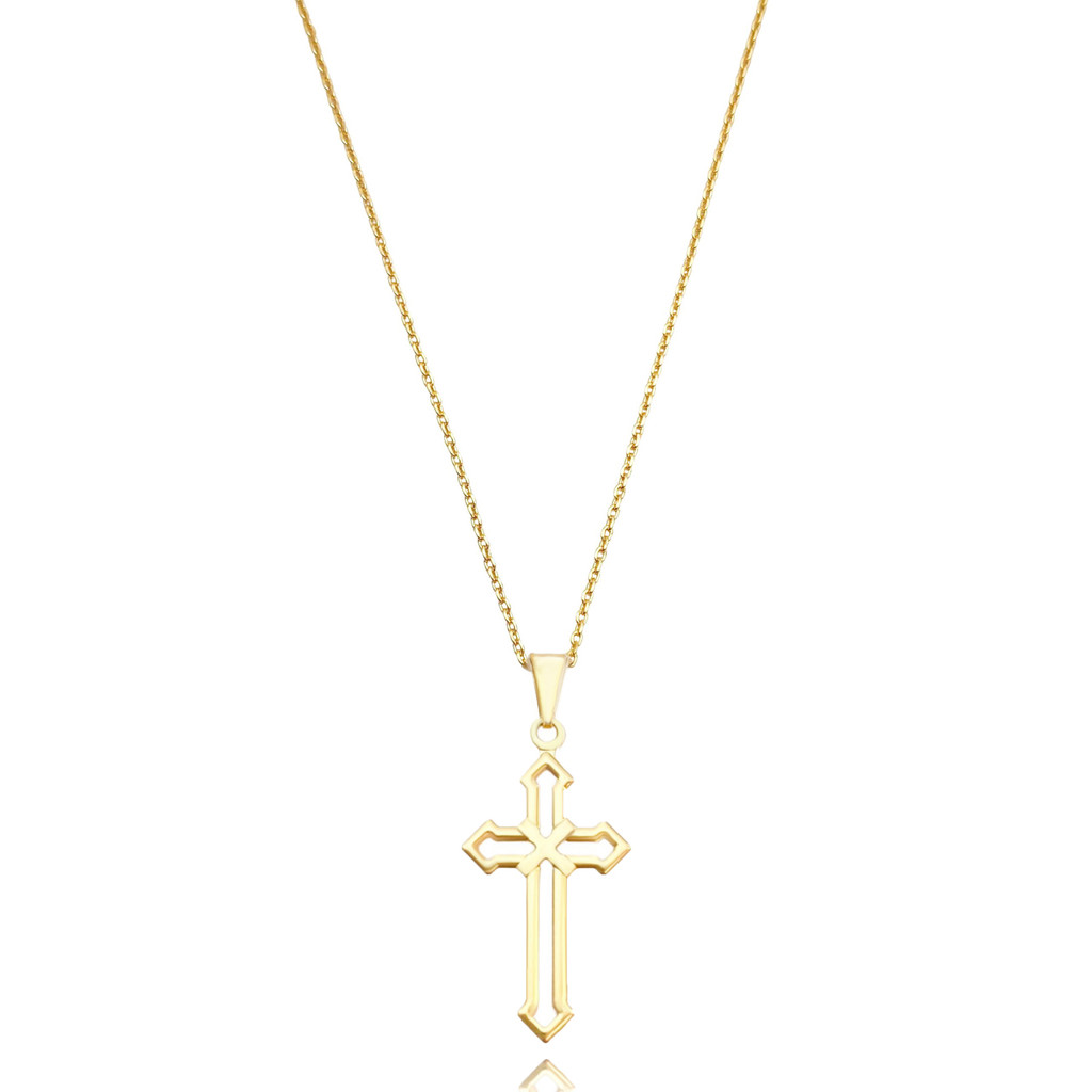 Corrente e Cruz Masculina em Ouro Corrente Cadeado e Crucifixo Banhado