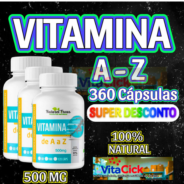 Vitamina de A a Z em Cápsulas | Suplemento Diário com Vitaminas e Minerais | 500 mg em Oferta na Shopee