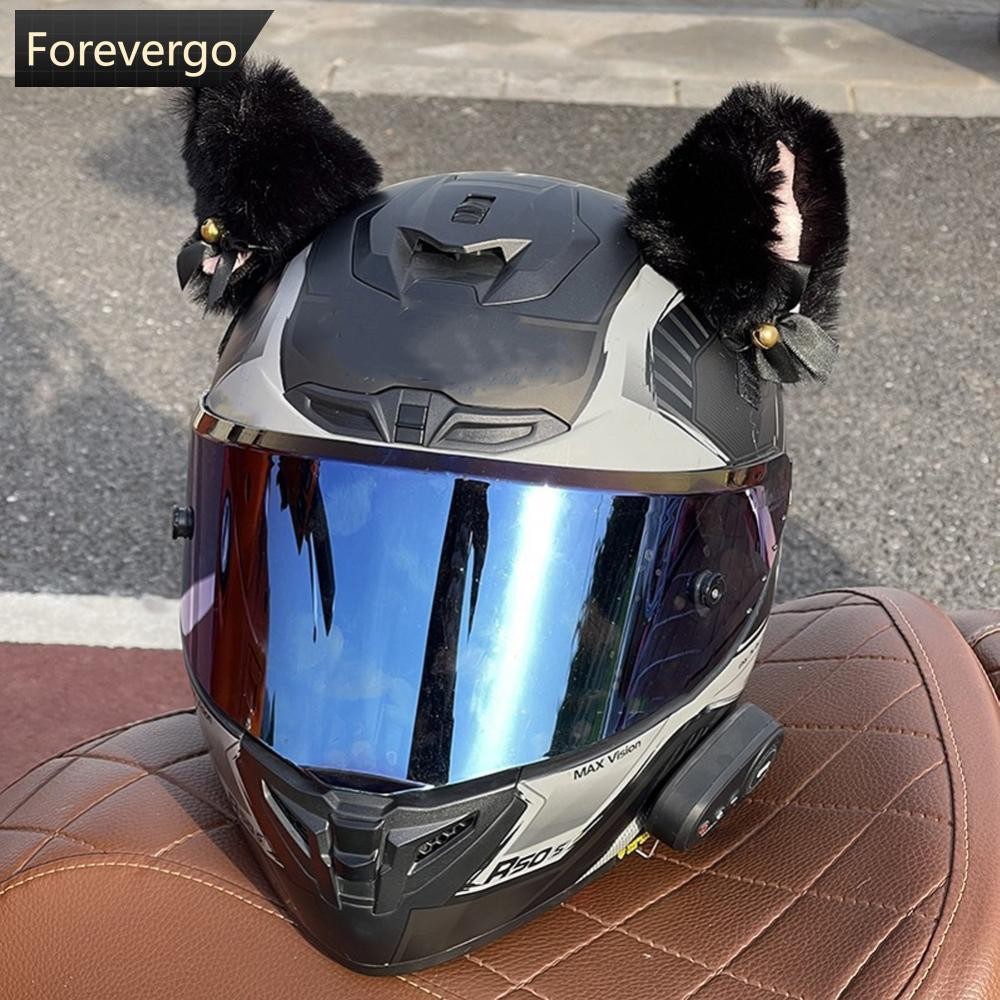 FOREVERGO 2 Pçs De Pelúcia Capacete Da Motocicleta Orelhas De Gato Decoração Adesivos Motocross Rosto Cheio Fora Estrada em Oferta na Shopee