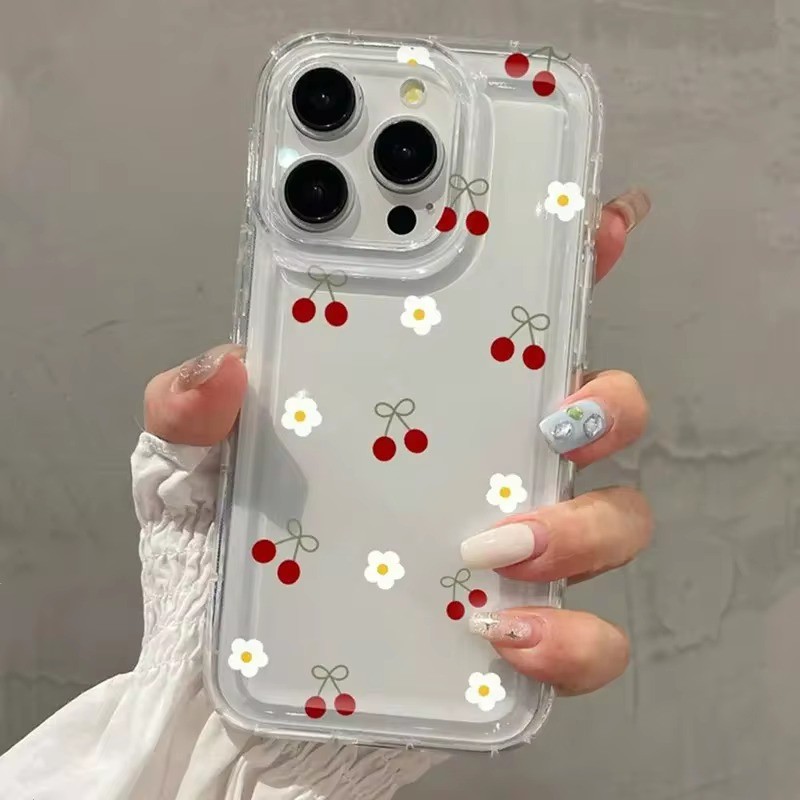Capa De Telefone Para Samsung S25 S24 Ultra S23 FE S22 Plus A15 A35 A55 A14 A34 A54 A33 A53 A52 5G Bonito Cereja E Marga
