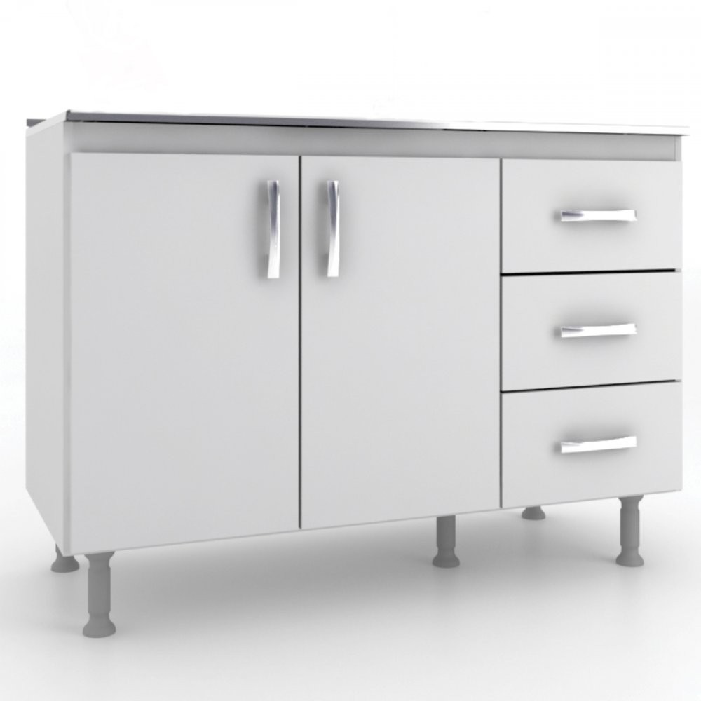Balcão 2 Portas 3 Gavetas sem Pia CZ601 Evidência Móveis em Oferta na Shopee
