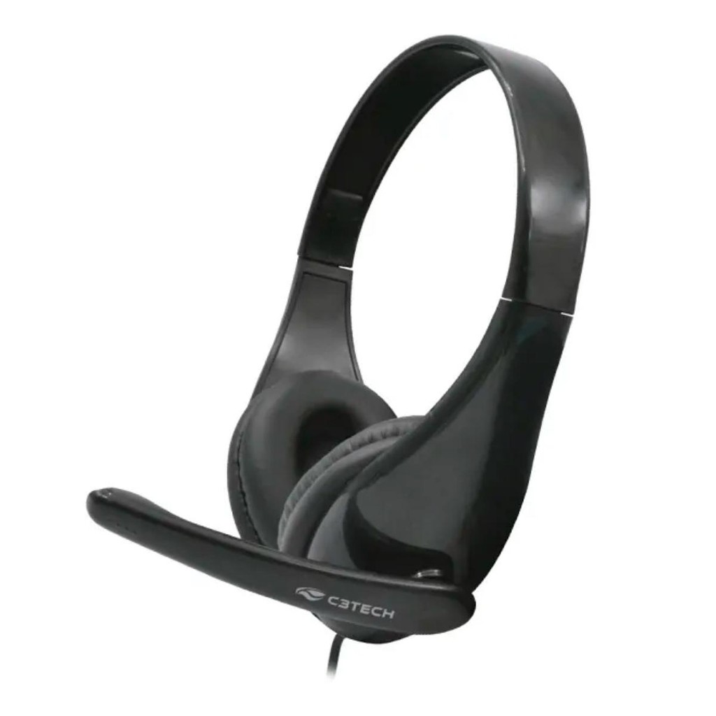 Headset C3Tech PH-340BK - Microfone giratório - USB - Cabo 1.8m - Preto em Oferta na Shopee