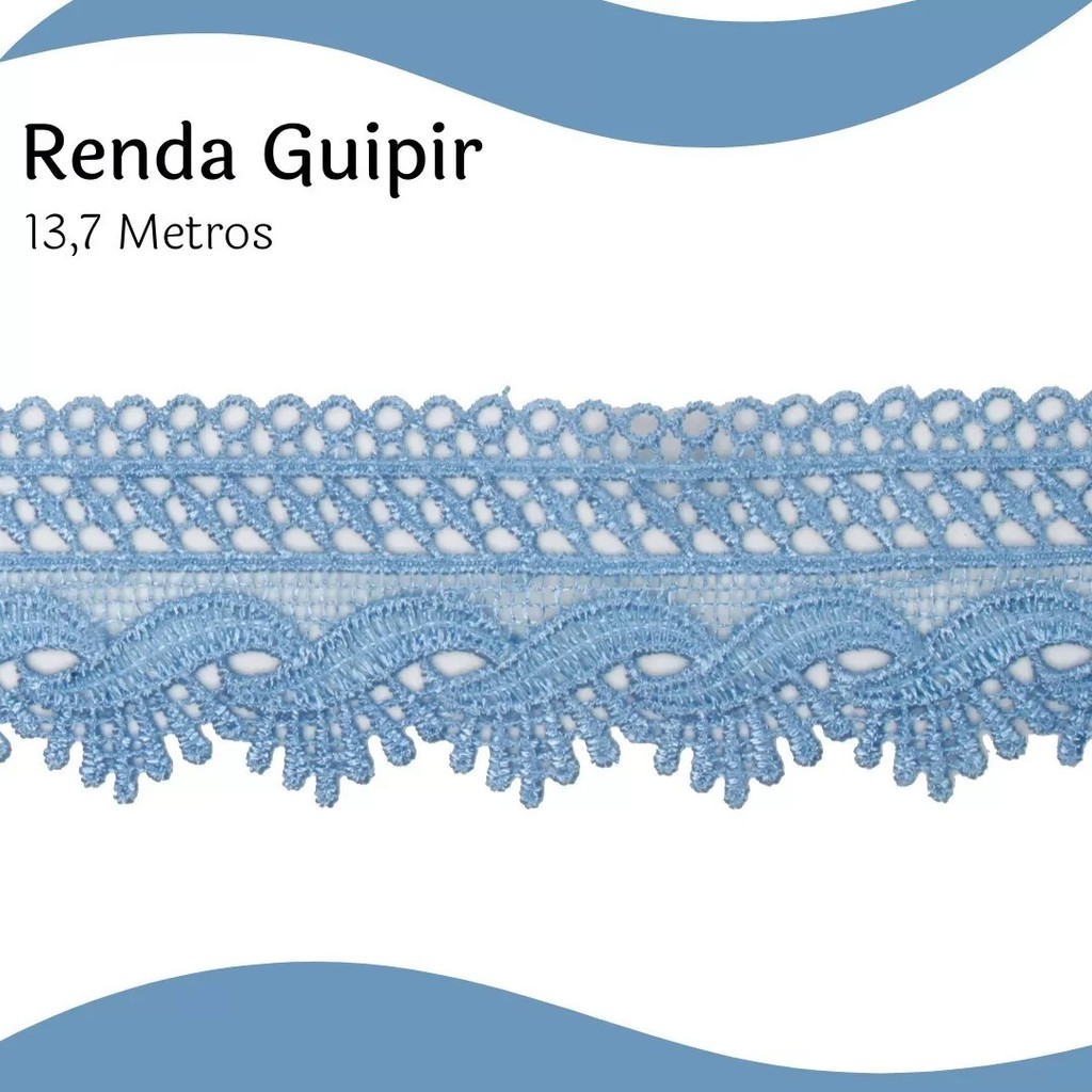 Renda Guipir CHL-589 - 5.0 Cm -  Rolo C/13.7 Metros Cor:Azul-Hortencia