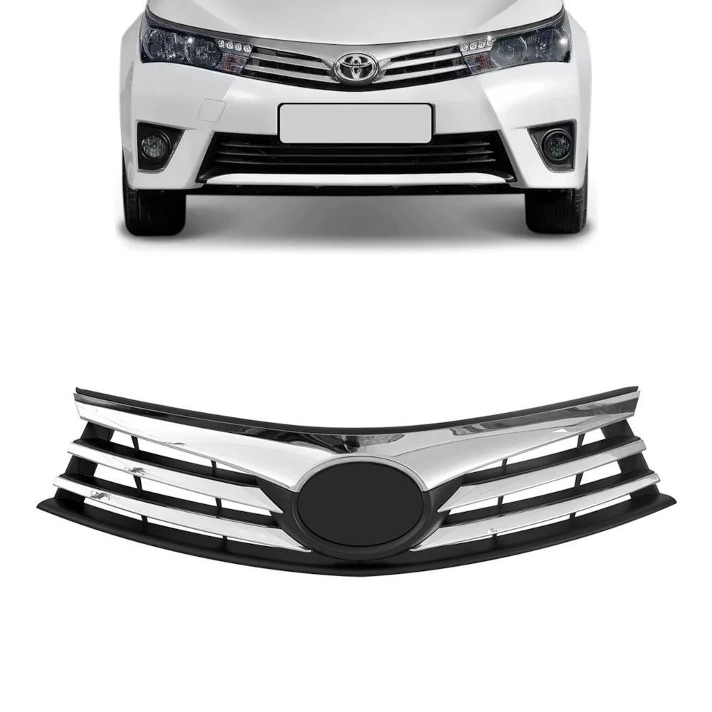 GRADE FRONTAL DO RADIADOR TOYOTA COROLLA 15/17 PRETA COM FRISO CROMADO