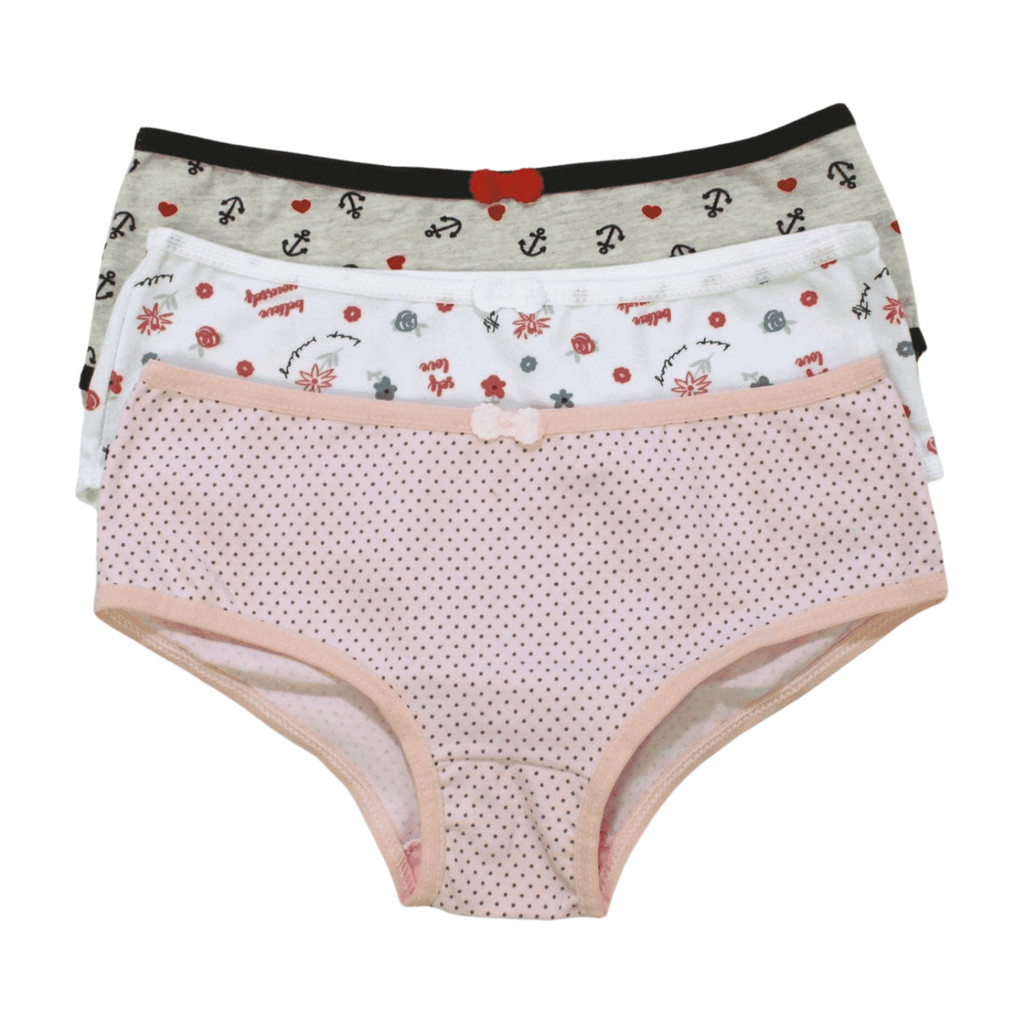 Kit Calcinha infantil Estampada Cores Sortidas 3023 03Peças - Tampinha