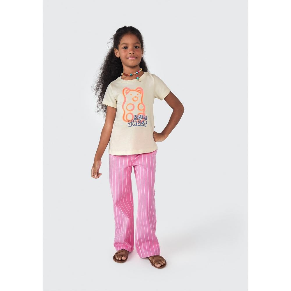 Calça Infantil Menina Listrada Em Sarja Hering Kids