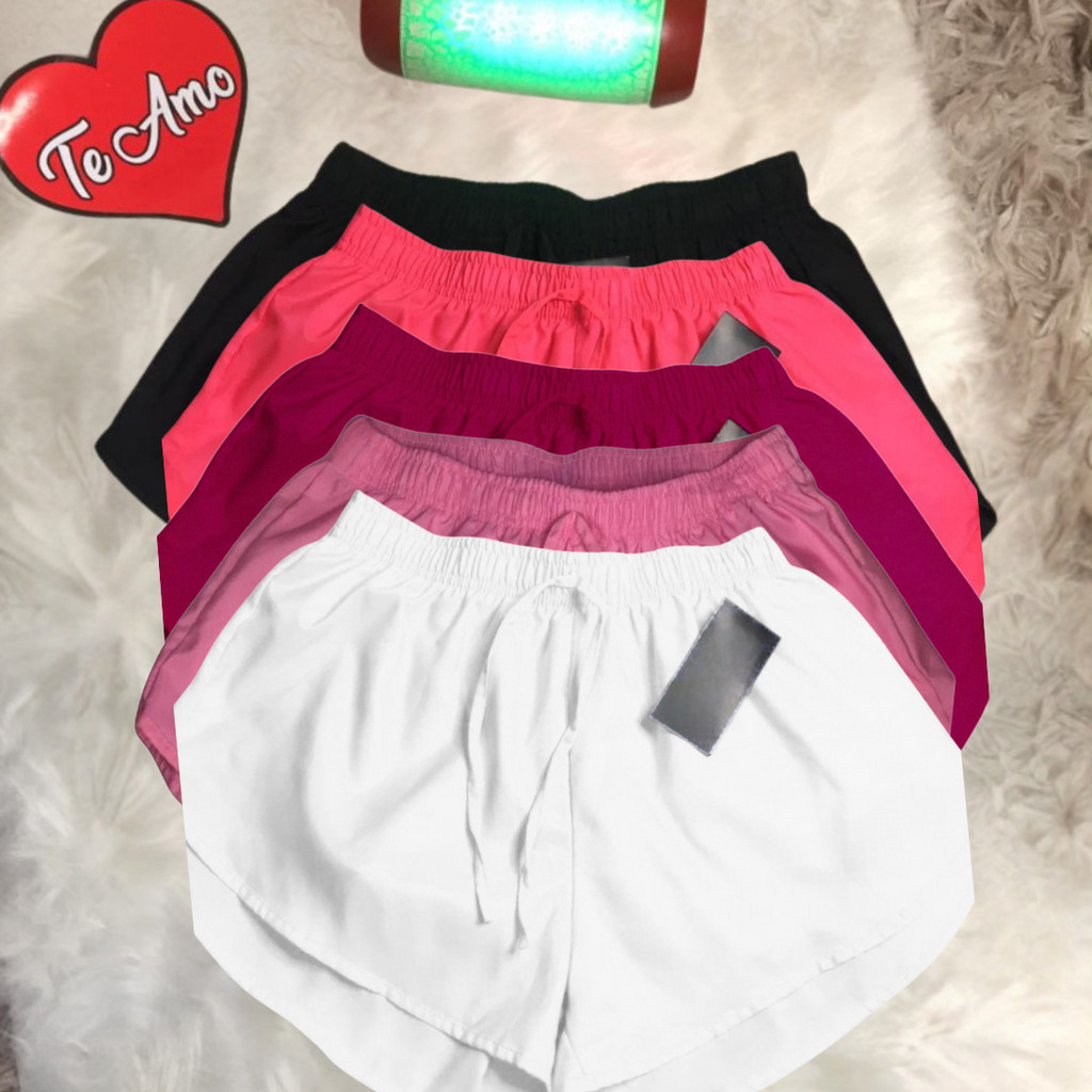 KIT 5 Short Tactel Feminino Casual Saida De Praia Corrida Boxer Shorts Academia Shortinho  Caminhada P Ao EXG