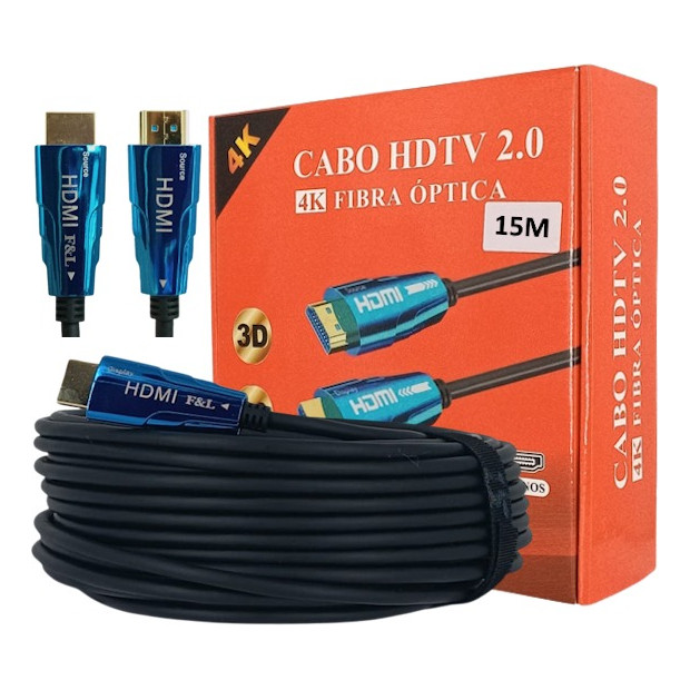 Cabo Hdmi 2.0 Fibra Optica 4k 15m - Hdmi 4k 15 Metros