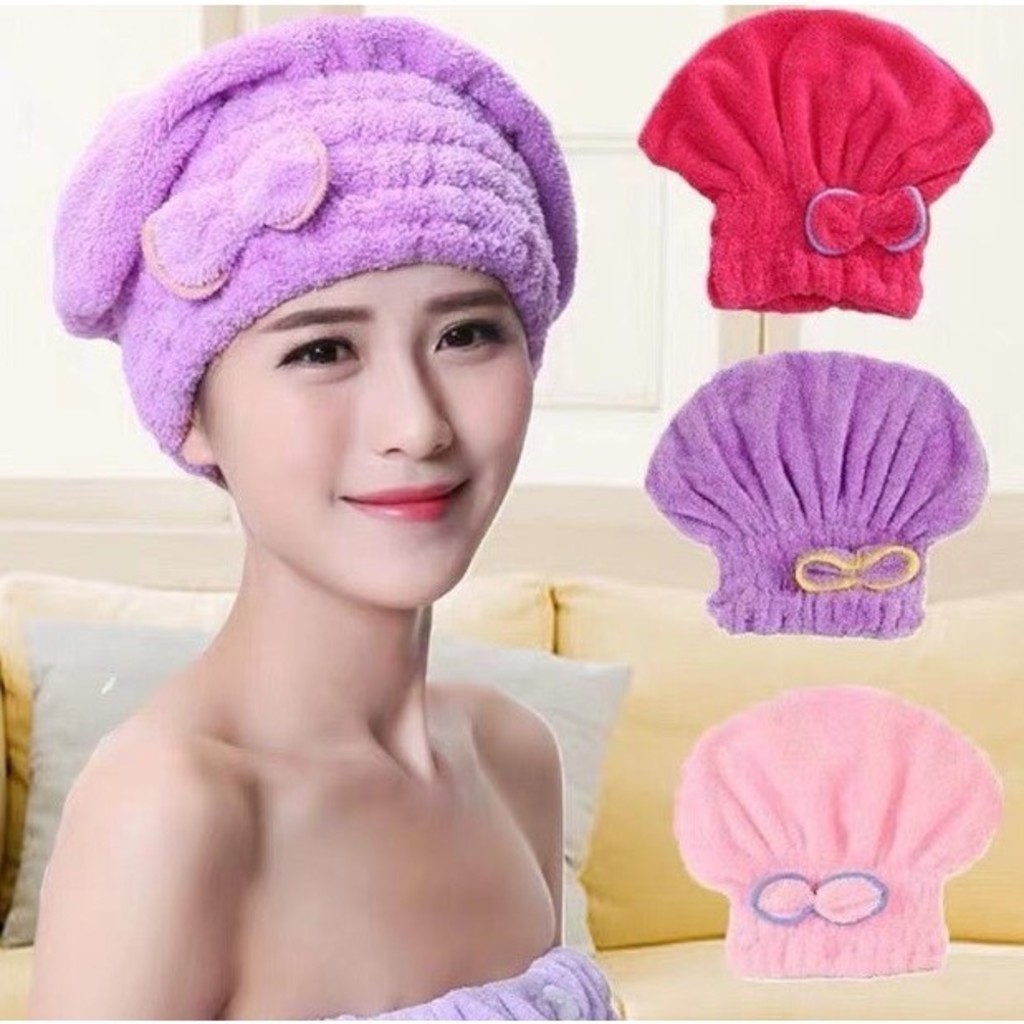 Touca para seca cabelo Mágica Touca de Banho Super Absorvente Toalha de Microfibra Seca cabelo pronto entregar-GUI ANA