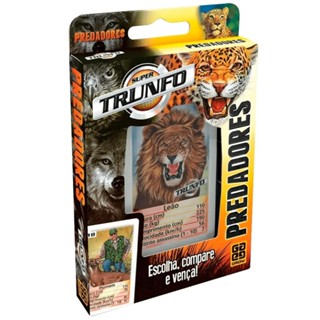 SUPER TRUNFO PREDADORES 32 CARTAS GROW ANIMAIS SELVAGENS TIGRE LEÃO RAPOSA ONÇA JACARÉ CORUJA LOBO em Oferta na Shopee