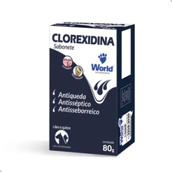 Sabonete Clorexidina Cães Gato 80g World Antisséptico Antisseborreico Antiqueda Pele Pelo Saudável