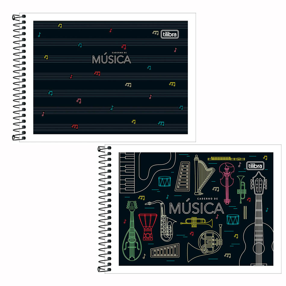 Caderno espiral capa flexível 1/4 48 folhas Música Tilibra - Stationery