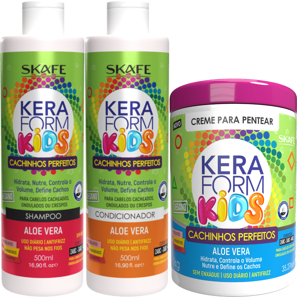 Kit Shampoo + Condicionador + Creme para Pentear Keraform Kids Cachinhos Perfeitos