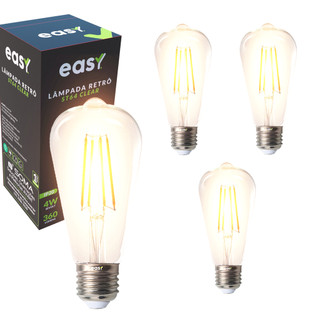 Kit 4 Lampadas Led ST64 Clear 4w 2400k E27 110v/220v Easy em Oferta na Shopee