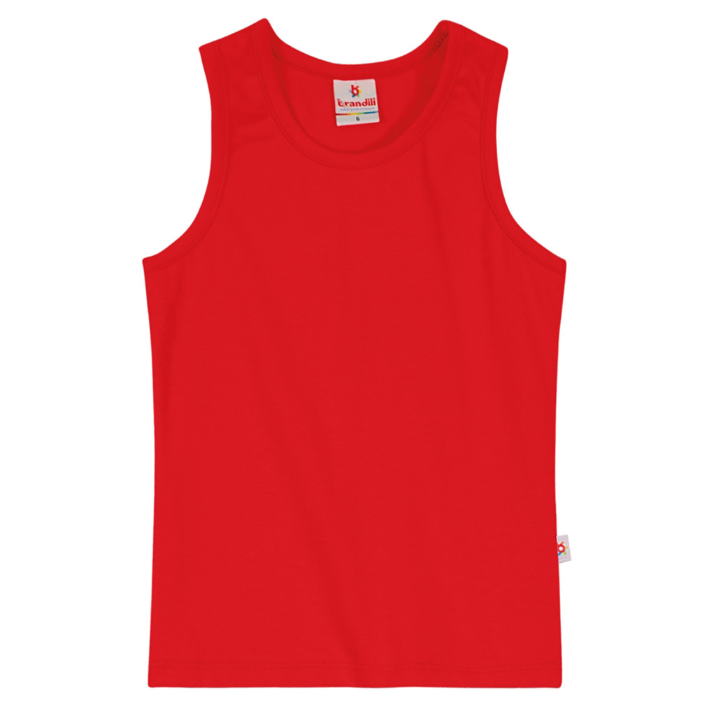 Blusa Básica Infantil Regata Menina em Cotton - Vermelho - Brandili - Baby & Kids Fashion
