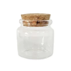 Potinho de Vidro com Tampa de Rolha 50ml - 4,5cm - 40 Unidades