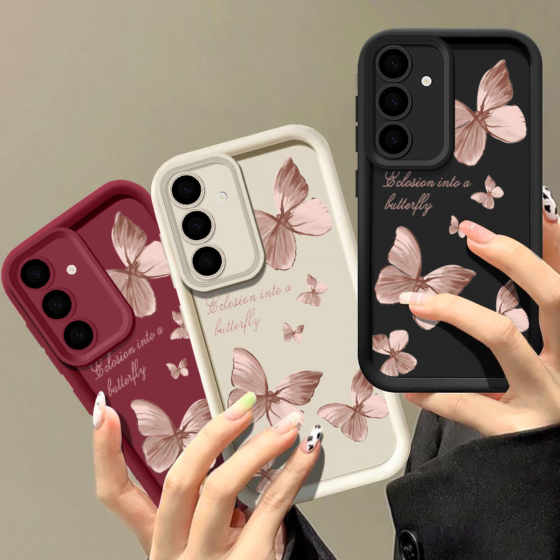 Borboleta Macio TPU Caso Para Samsung Galaxy A55 A54 A15 A14 A16 A35 A52 A53 A25 5G S24 S23 S22 Ultra Plus S23 FE Telefo