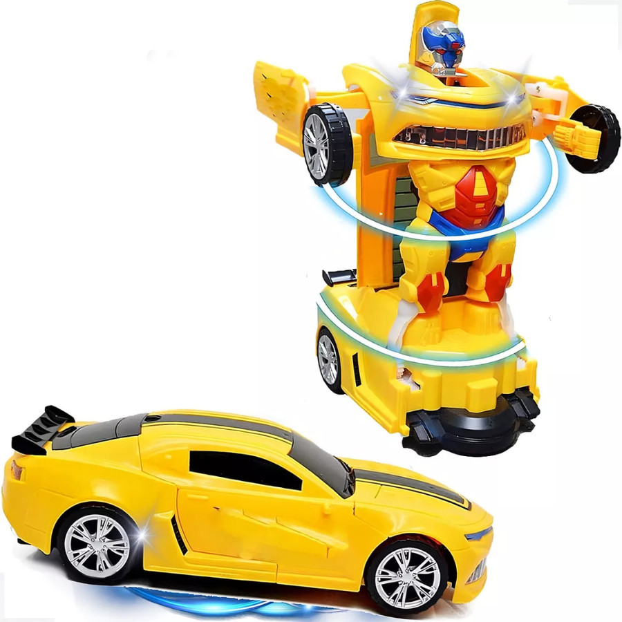 Carrinho Transformers Carro Vira Robo Bate E Volta Som E Luz Carrinho Bmw Brinquedo infantil Anda